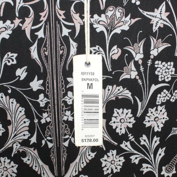 NEW Max Studio Black 100% Polyester Floral Cold Shoulder Sleeves Dress Size M - Picture 5 of 11